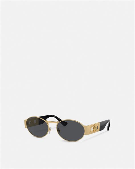 Medusa Deco Oval Sunglasses Black,Gold 